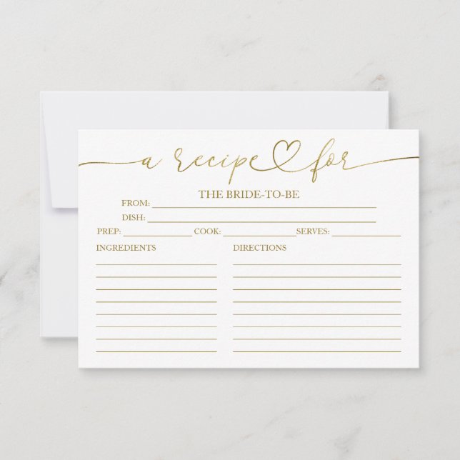 Tarjetas de Recetas de Despedida de Soltera con Ca (Anverso)