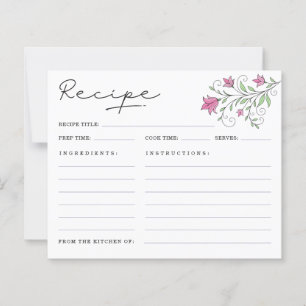 Tarjetas de Recetas de Despedida de Soltera Floral