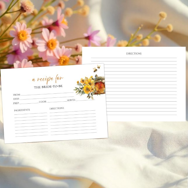 Tarjetas de recetas de ducha de miel de abeja flor (Subido por el creador)