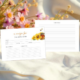 Tarjetas de recetas de ducha de miel de abeja flor