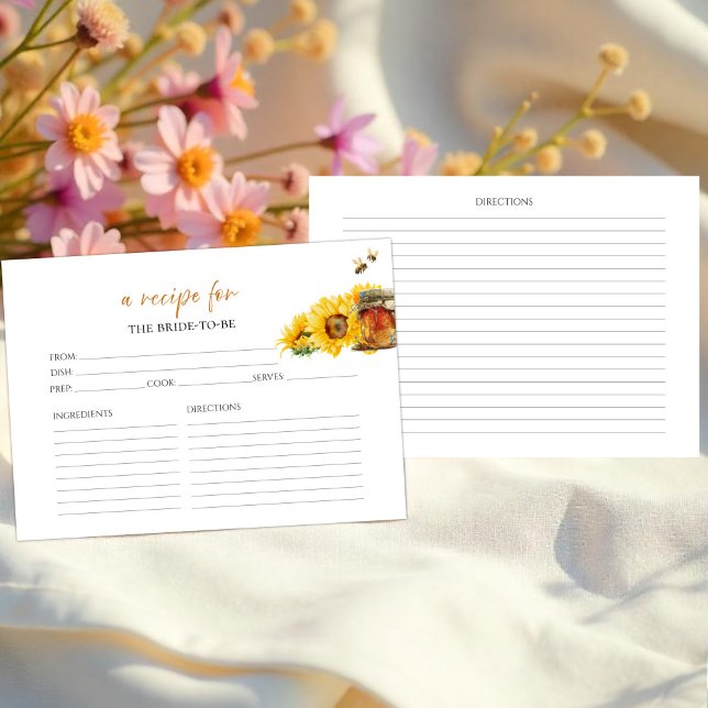 Tarjetas de recetas de ducha de miel de abeja flor (Subido por el creador)