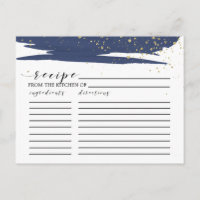 Tarjetas de recetas de ducha de novia acuarela y m