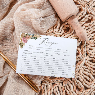 Tarjetas de Recetas de Ducha de Novia Boho con Col