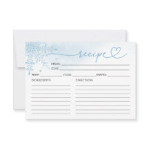 Tarjetas de recetas de ducha de novia con copo de 