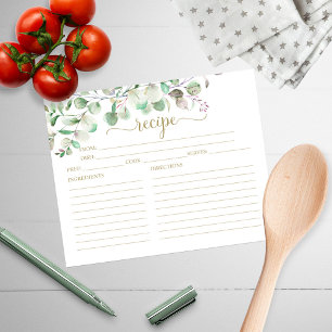 Tarjetas de Recetas de Ducha de Novia con Eucalipt