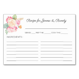 Tarjetas de recetas de ducha de novia con flores p