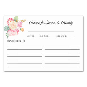 Tarjetas de recetas de ducha de novia con flores p