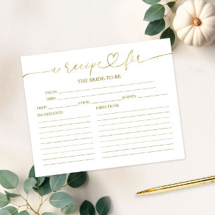 Tarjetas de recetas de ducha de novia con hermosa 