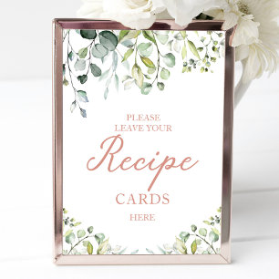 Tarjetas de Recetas de Ducha de Novia con Señal de