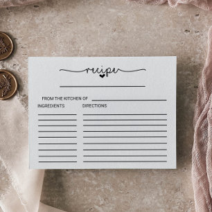 Tarjetas de recetas de ducha de novia Love Hearts