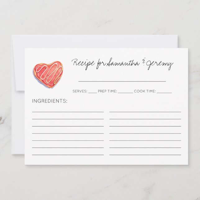 Tarjetas de recetas de ducha de novias con forma d (Anverso)