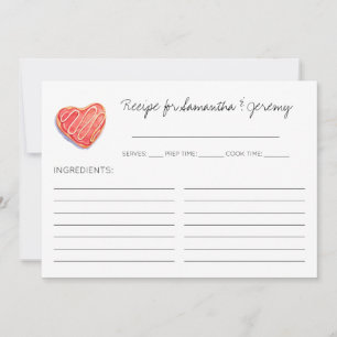 Tarjetas de recetas de ducha de novias con forma d