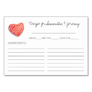 Tarjetas de recetas de ducha de novias de Cocina d