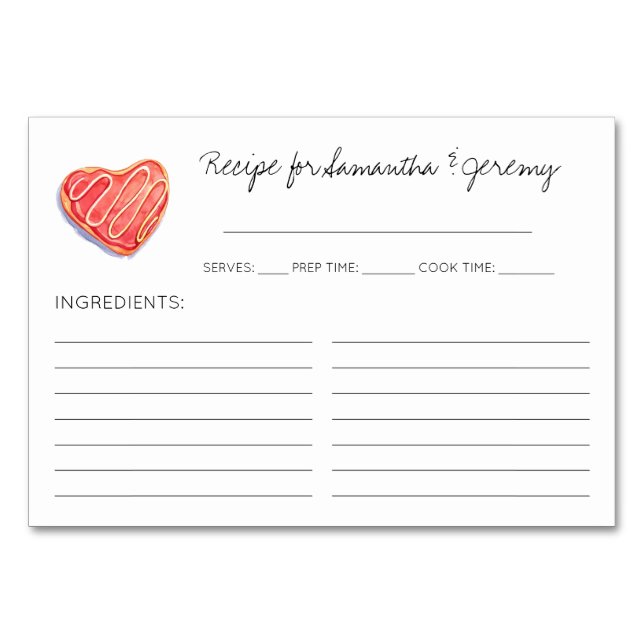 Tarjetas de recetas de ducha de novias de Cocina d (Anverso)