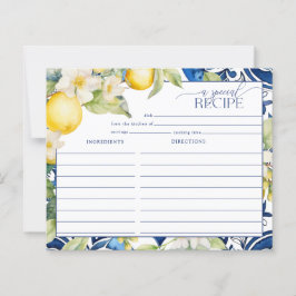 Tarjetas de recetas de ducha mediterráneas con lec