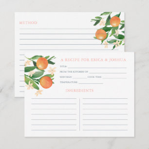 Tarjetas de Recetas de Ducha Nupcial con Naranjas 