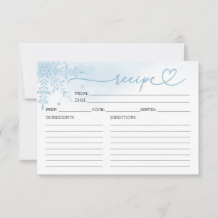 Tarjetas de Recetas de Ducha Nupcial Copo de Nieve