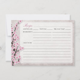 Tarjetas de Recetas de Flor de Cerezo Rosa Rústica