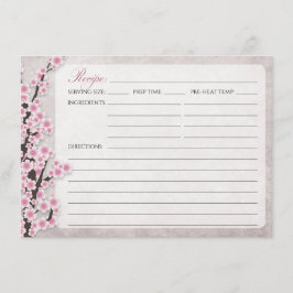 Tarjetas de Recetas de Flor de Cerezo Rosa Rústico