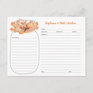 Tarjetas de Recetas de Florero de Mason de Otoño