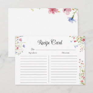 Tarjetas de Recetas de Flores Silvestres del Amor 
