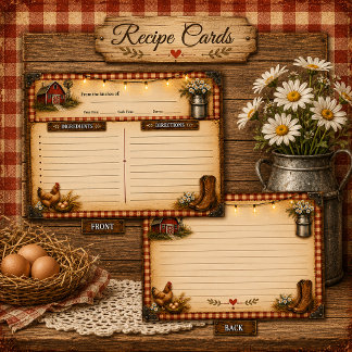 Tarjetas de Recetas de Huevos de Pollo de Granja R