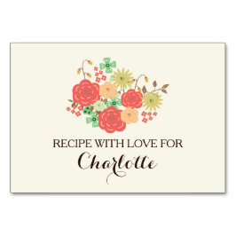 tarjetas de recetas de la ducha con flores de marf