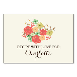 tarjetas de recetas de la ducha con flores de marf