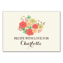 tarjetas de recetas de la ducha con flores de marf
