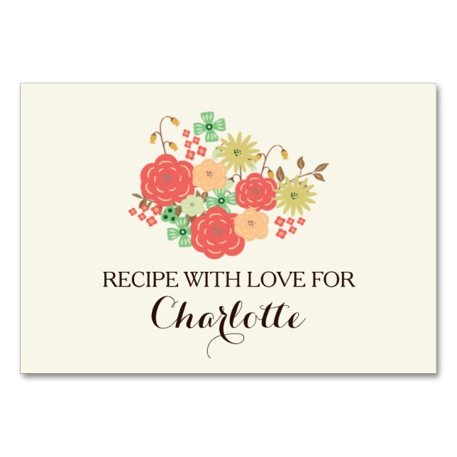 tarjetas de recetas de la ducha con flores de marf (Anverso)