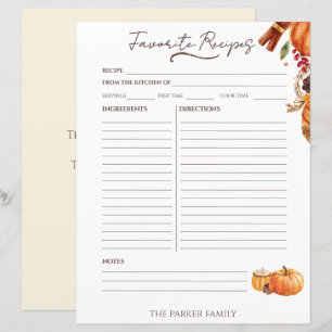 Tarjetas de Recetas de la Familia de Especias de C