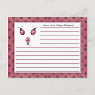 Tarjetas de Recetas de Mariquitas Rosadas Campestr