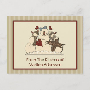 Tarjetas de Recetas de Muñecos de Nieve Primitivos