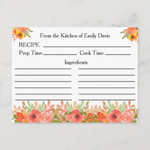 Tarjetas de recetas de nombre personalizado con fl