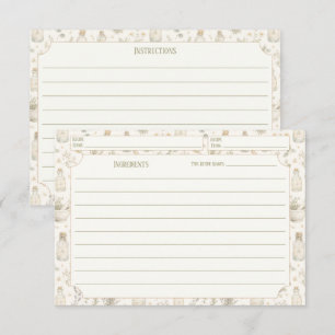 Tarjetas de Recetas de Patrón de Hierbas de Cocina