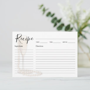 Tarjetas de Recetas de Perlas y Prosecco para Desp