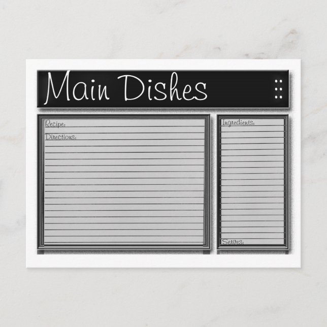 Tarjetas de recetas de Personalizado blanco y negr (Anverso)
