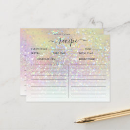 Tarjetas de recetas de Purpurina holográficas para