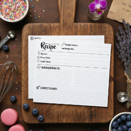 Tarjetas de Recetas de Repuesto para Cocina Escrit