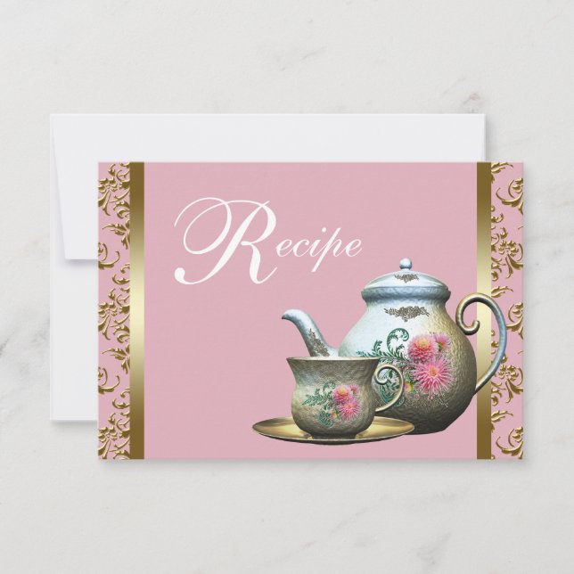 Tarjetas de Recetas de Taza de Té de Damasco de Or (Anverso)