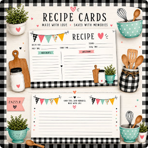 Tarjetas de Recetas Divertidas de Granja Moderna  