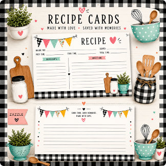 Tarjetas de Recetas Divertidas de Granja Moderna |