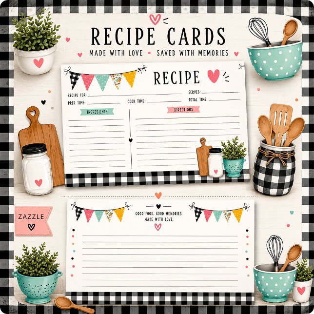 Tarjetas de Recetas Divertidas de Granja Moderna | (Subido por el creador)