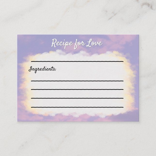 Tarjetas de recetas Dream Clouds Lover (Anverso)