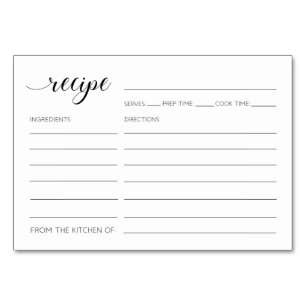 Tarjetas de recetas elegantes duchas de novias