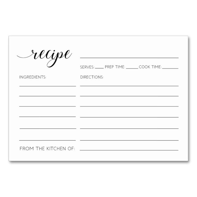 Tarjetas de recetas elegantes duchas de novias (Anverso)