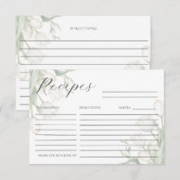 Tarjetas de Recetas Elegantes Tulipanes Blancos