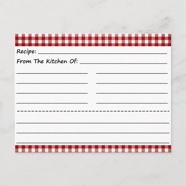 Tarjetas de recetas en blanco: Gingham Dreams (Anverso)