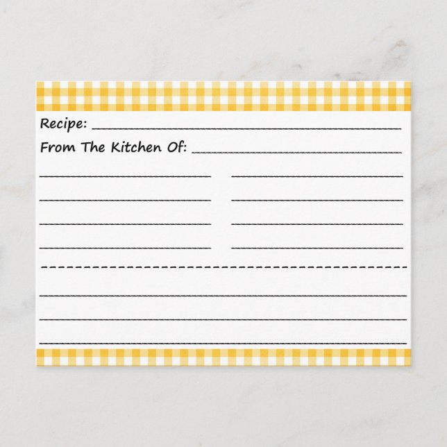 Tarjetas de recetas en blanco: Gingham Dreams (Anverso)