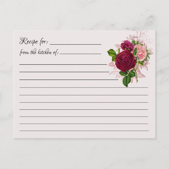 Tarjetas de recetas en blanco: postal con Bouquet  (Anverso)